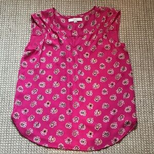 LOFT Bright Pink Floral Sleeveless Top